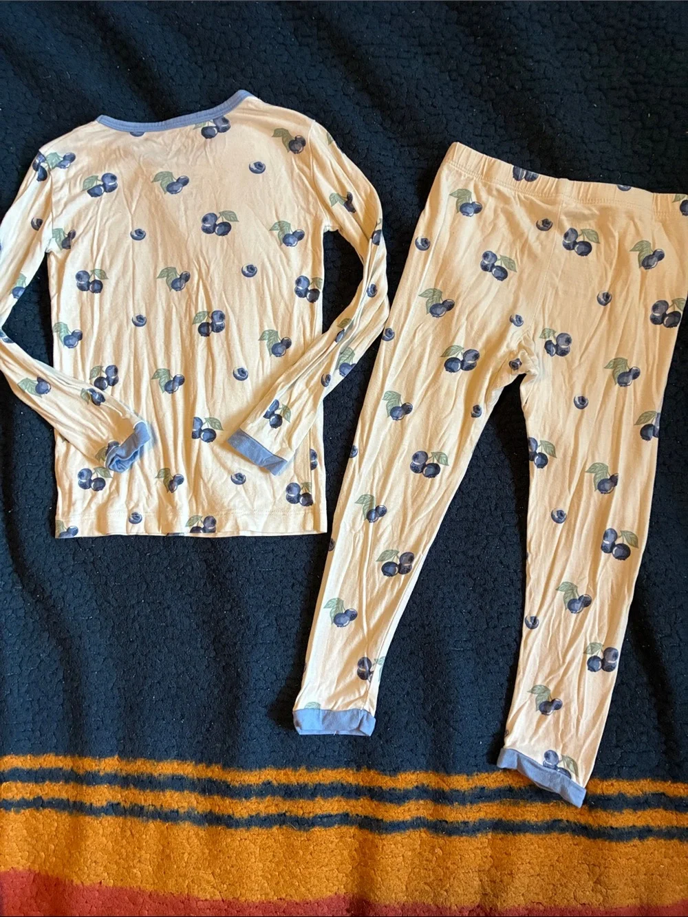 Kyte BABY Cream Pajama Set with Blue Cherry Motif